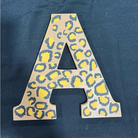 Initial A wall handing decor 8” x 8” hand painted cheetah pattern - Picture 2 of 4
